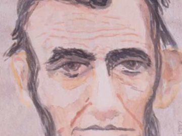 Watercolor portrait of Abraham Lincoln