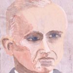 Watercolor portrait of Calvin Coolidge