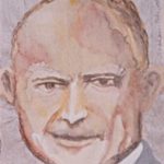 Watercolor portrait of Dwight D. Eisenhower