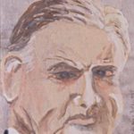 Watercolor portrait of Herbert Hoover