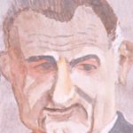 Watercolor portrait of Lyndon B. Johnson