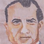 Watercolor portrait of Richard Nixon