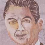 Watercolor portrait of Ronald Reagan