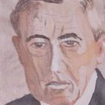Watercolor portrait of Woodrow Wilson