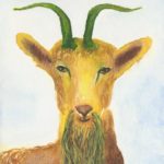 Watercolor painting of Capricorn the goat symbol