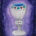 Watercolor painting of Chalice with purple background