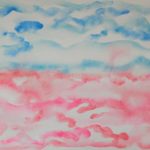 Pink and blue watercolor painting