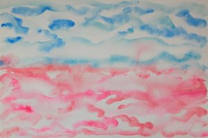 Pink and blue watercolor painting