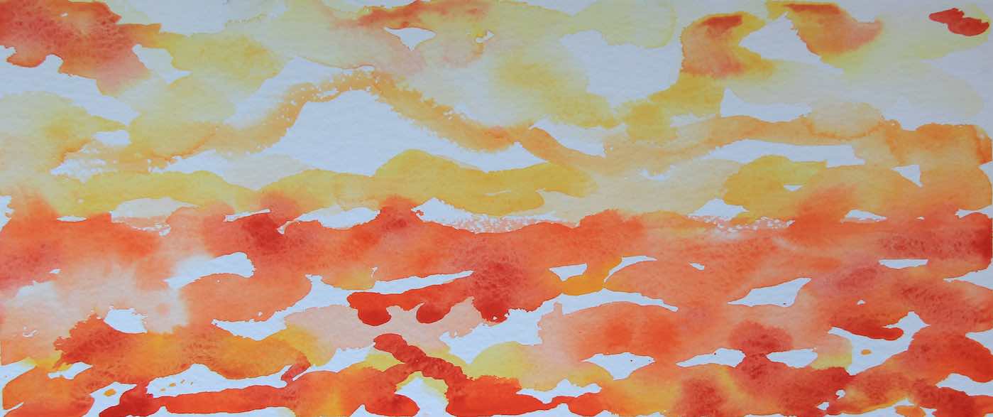 Orange and yellow watercolor of a  horizon