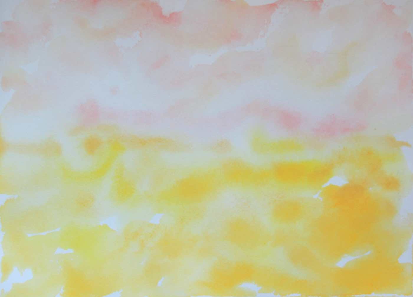 Pink and yellow watercolor of a horizon