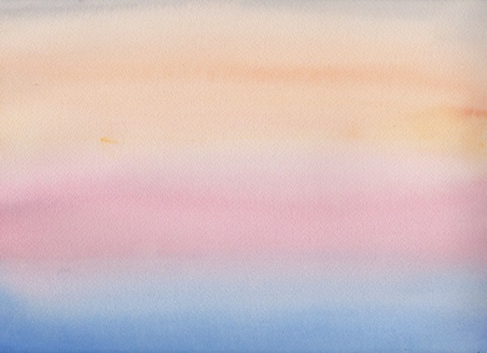 Pastel blue, pink, and yellow watercolor of a horizon