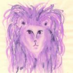 Watercolor painting of Leo the lion symbol