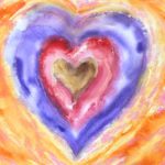 Watercolor painting of Multicolored Heart