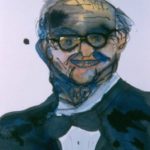 Watercolor portrait of My Father in tuxedo, grinning
