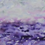 Purple and gray horizon watercolor painting
