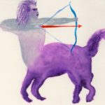 Watercolor painting of Sagittarius the archer symbol