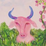 Watercolor of Taurus the bull symbol