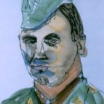 Watercolor portrait of Uncle Frank in military uniform