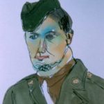 Watercolor portrait of Uncle Frank in military uniform